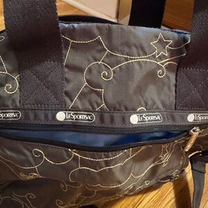 Lesportsac Black and Gold Shoulder Bag